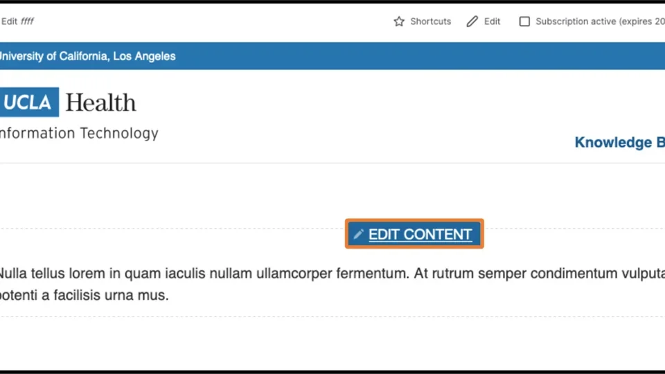 Example of Edit Contetnt button.
