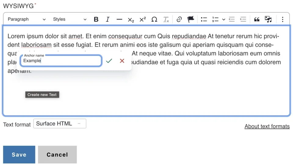 Example of inserting anchor link