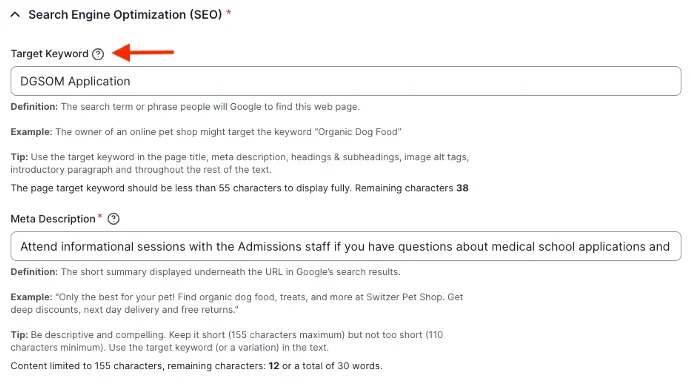 Screenshot of Branded Target Keyword