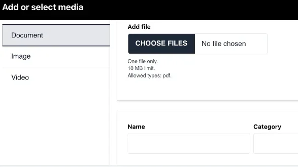 Image upload menu   