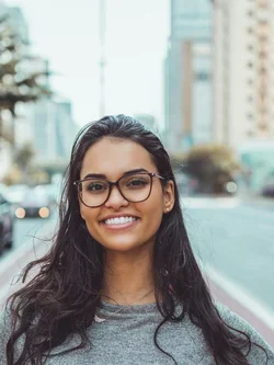 Woman standing outside on street