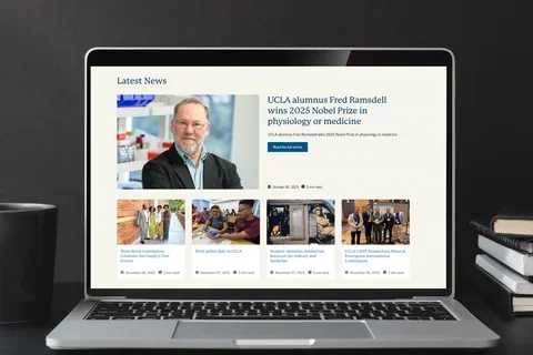 Laptop with an article highlight on the screen