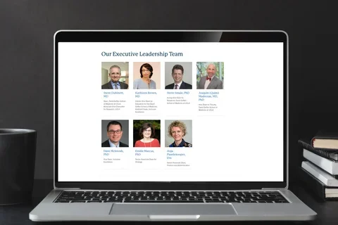 Laptop with person listing on screen