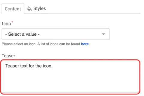 Teaser text for the icon