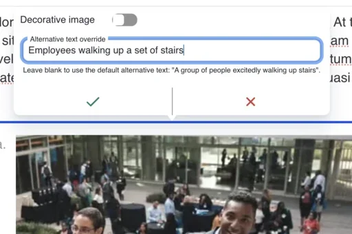 Example of overriding alt text on an image on the webplatform