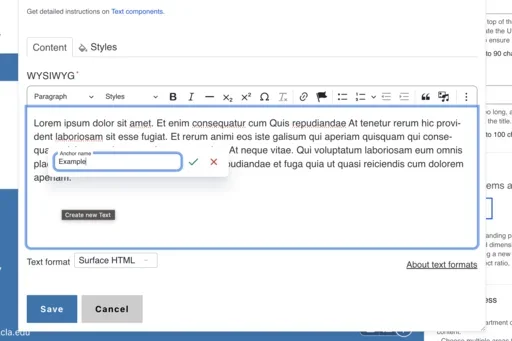 Example of inserting anchor link
