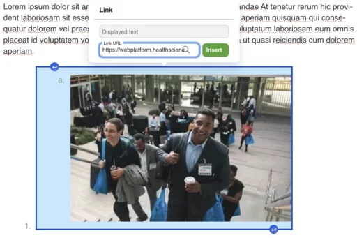 Example of inserting a link with an image on the webplatform