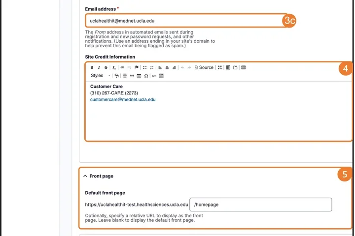 Example of basic Site Configuration stpes 3 to 7.