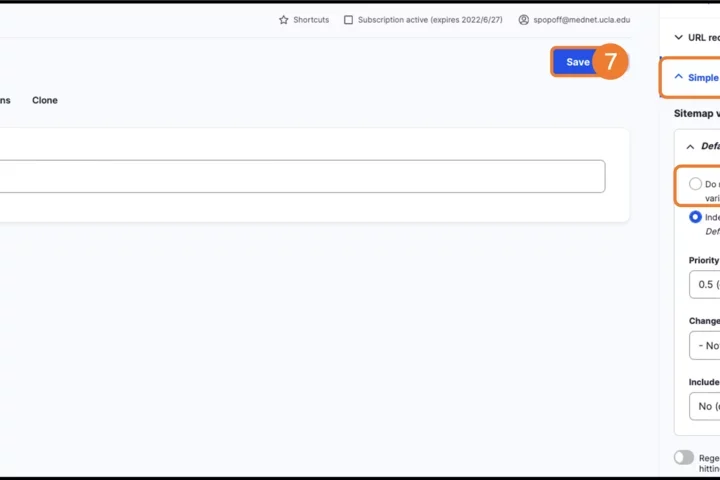 Additional Options section, expand the Simple XML Sitemap section and selected Select Do not index this Page entity in variant Default.