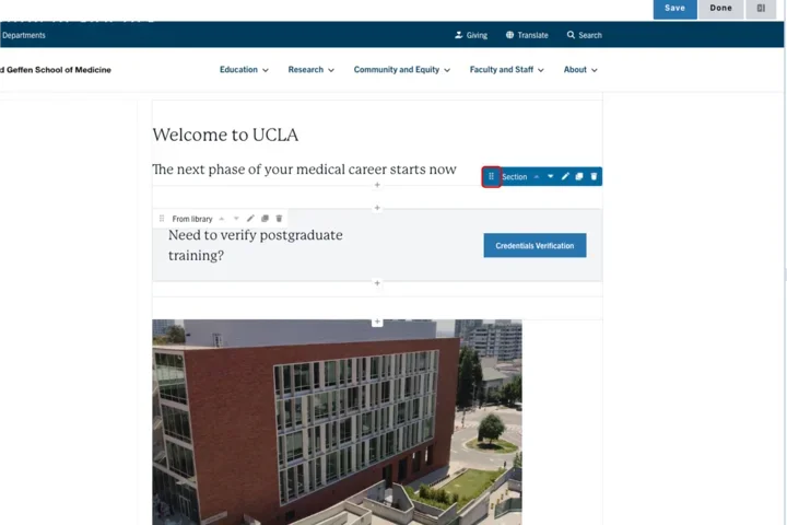 Example of the 6 dot menu selected 