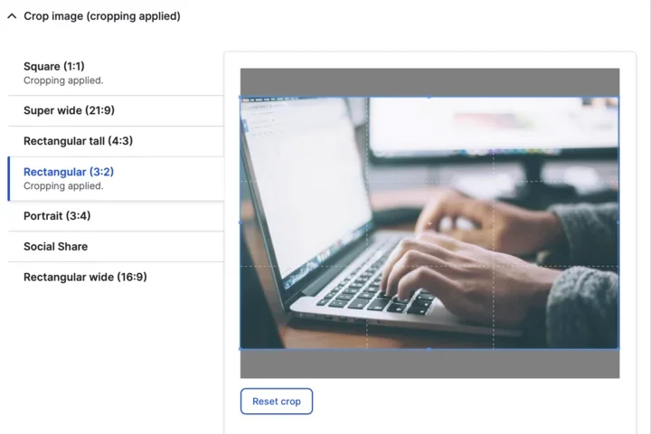 Example of the crop tool