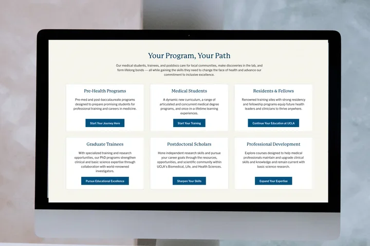 Computer with CTA card grid on screen