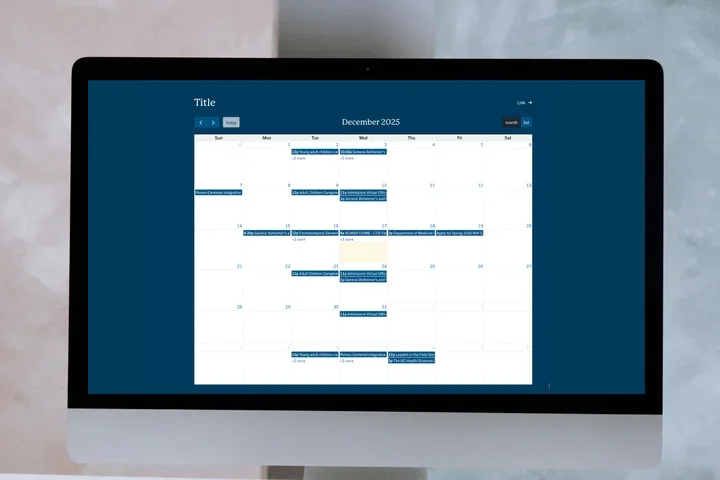 Computer with event calendar on screen
