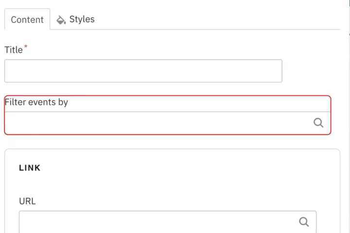 Example of the event filter by field 