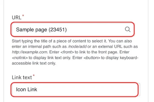 Icon link and link text