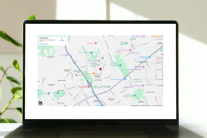 Laptop with map on screen