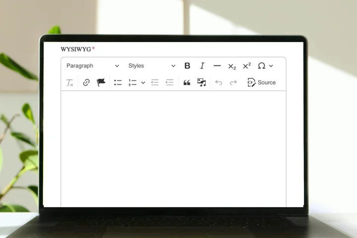 Example of the WYSIWYG text editor on a computer screen background.
