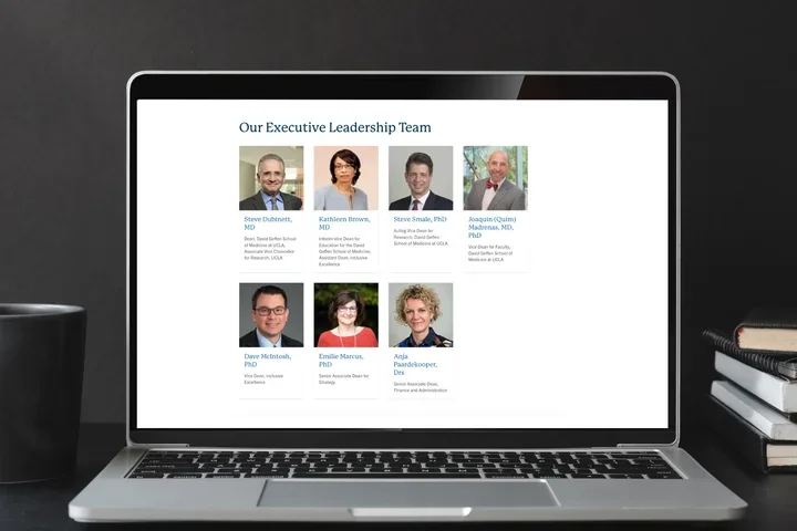 Laptop with person listing on screen