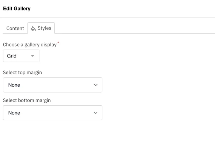 Styles for the gallery component