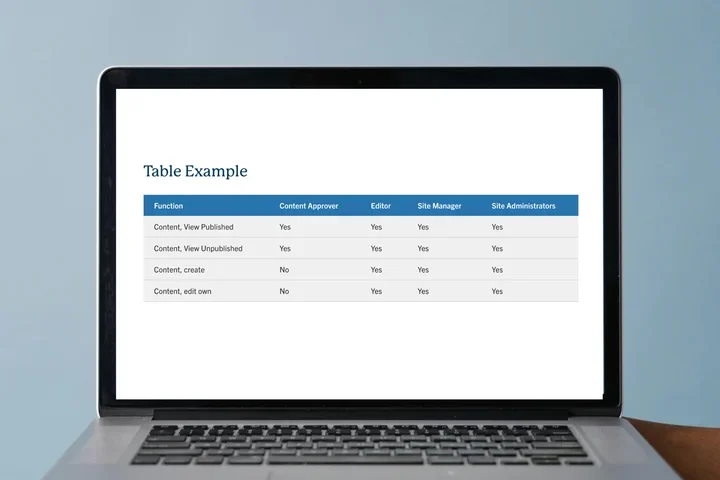 Laptop with table on screen