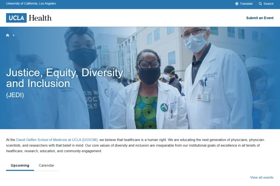 Screen capture of the JEDI group's event landing page 