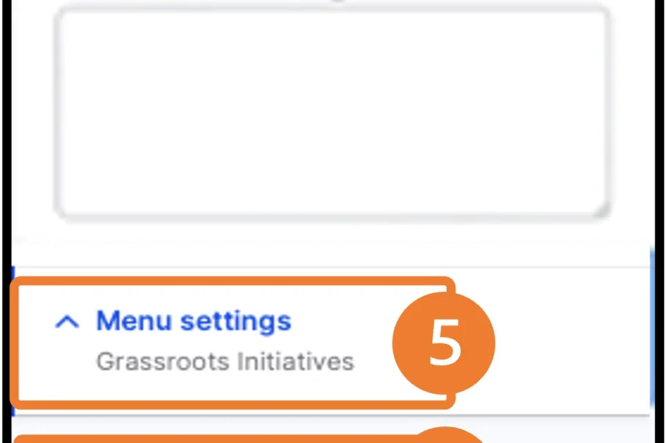 Example of the menu settings expanded with steps 5 and 6 hi lighted  