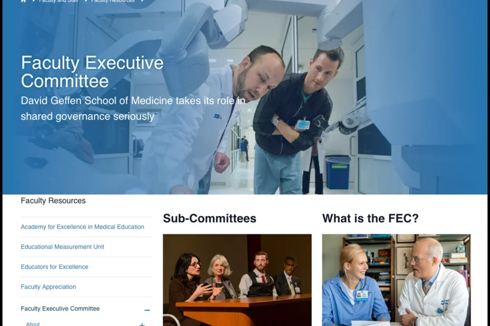 Screenshot of a site section page
