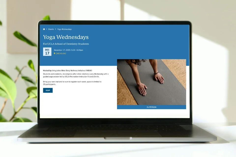 Event listing on a laptop