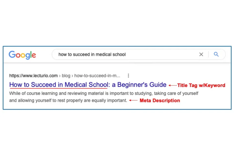 SERP Result on How to Succeed in Medical School