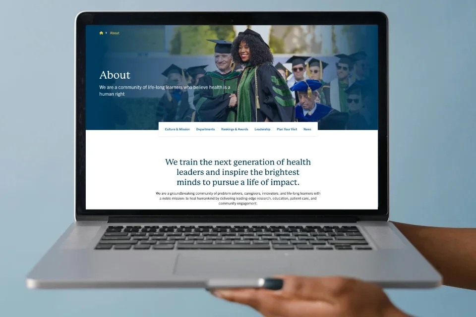 The About Page for the Medschool Site on a Laptop