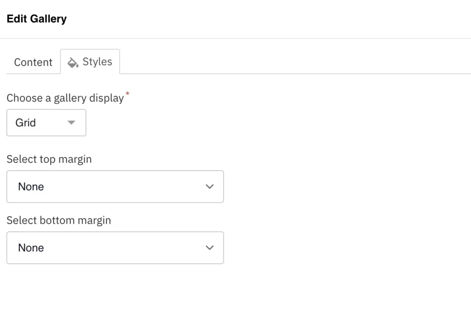 Styles for the gallery component