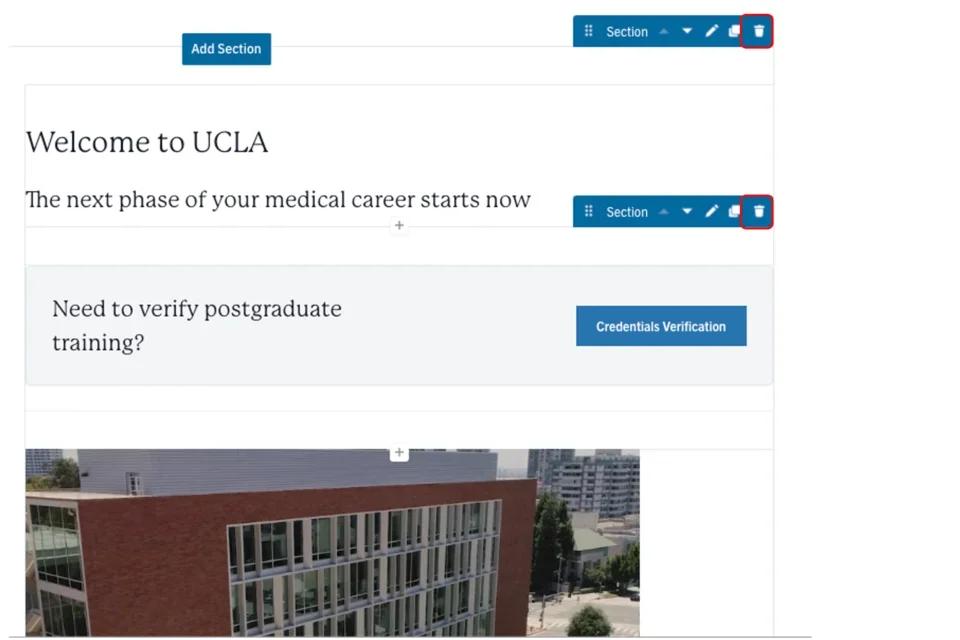 Example of trash can icon selected 