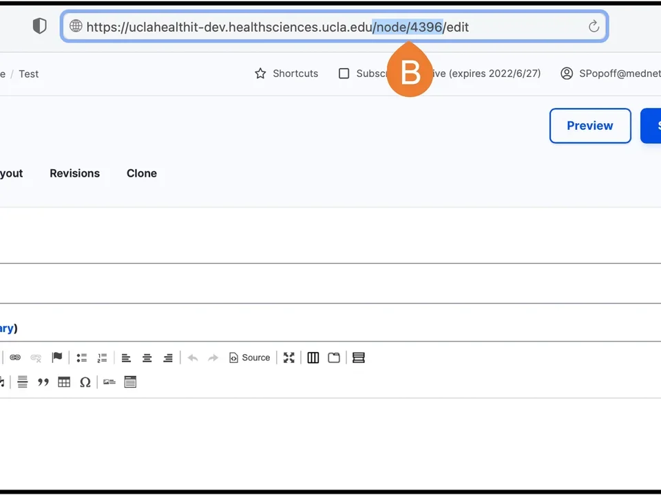 Edit section on the Drupal Admin Panel URL example