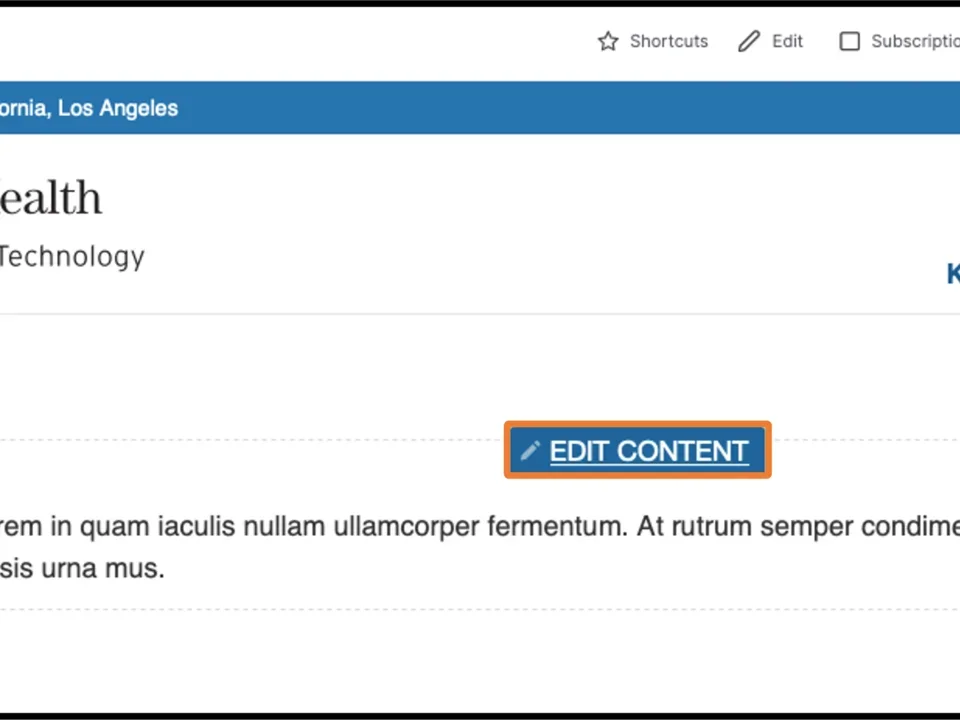 Example of Edit Contetnt button.