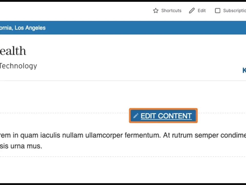 Example of Edit Contetnt button.