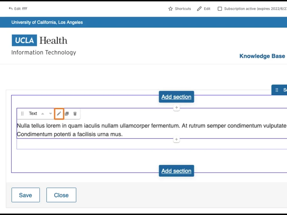Example of the pencil icon