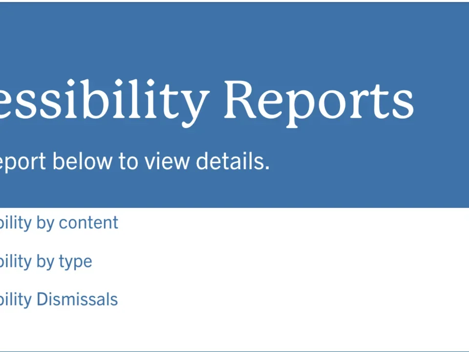Example of the different types of accessibility reports
