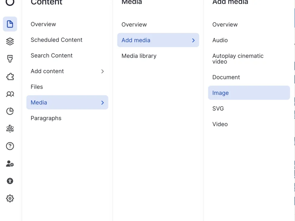 Example of adding media from Admin panel