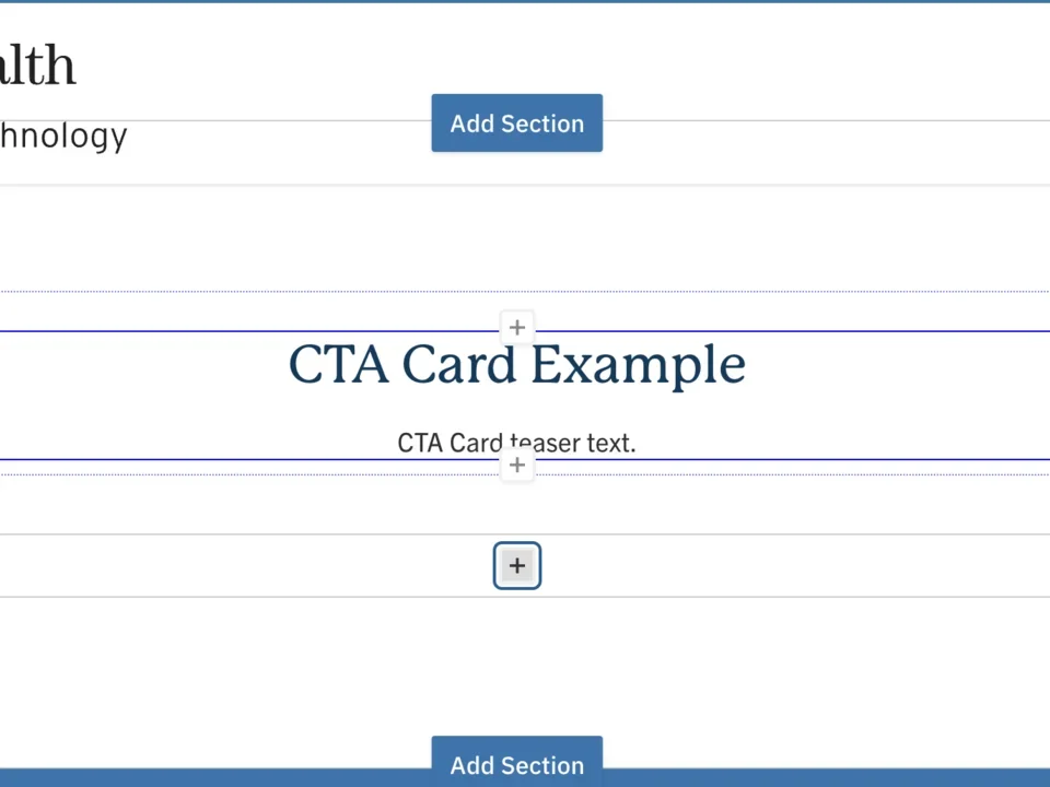 Example of adding a CTA card below the header.