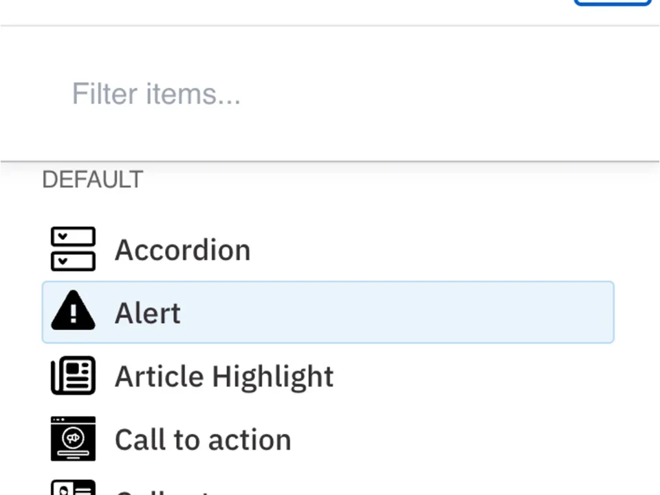 Example of the Alert menu selected 