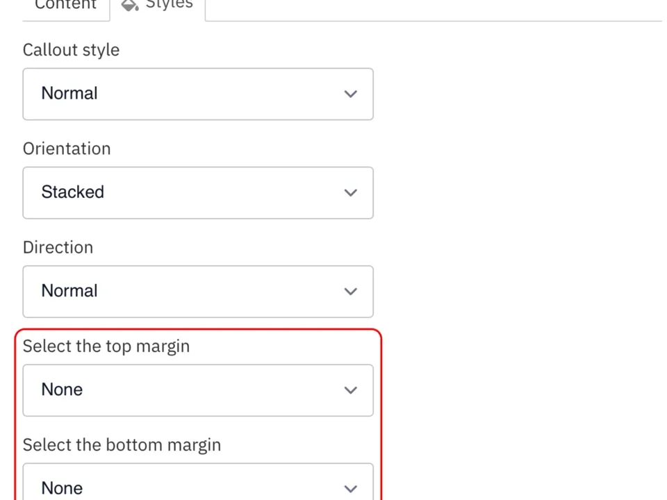 Example of the callout margin section 