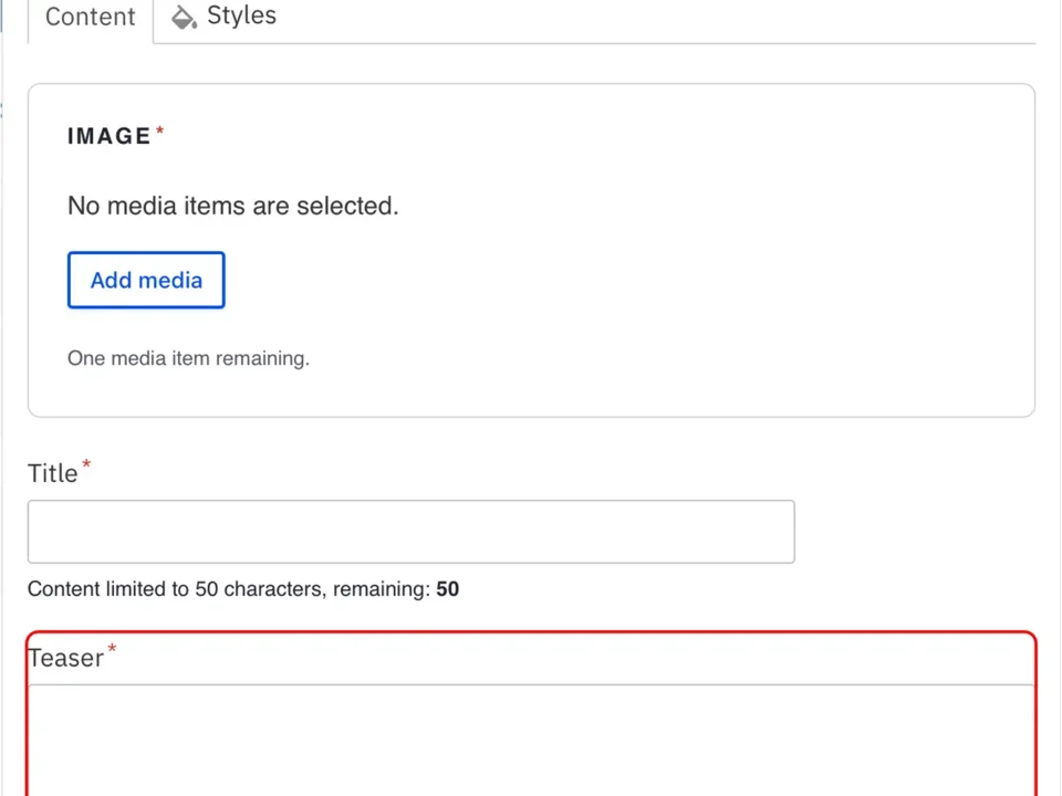 Example of the Teaser text filed on a callout component 