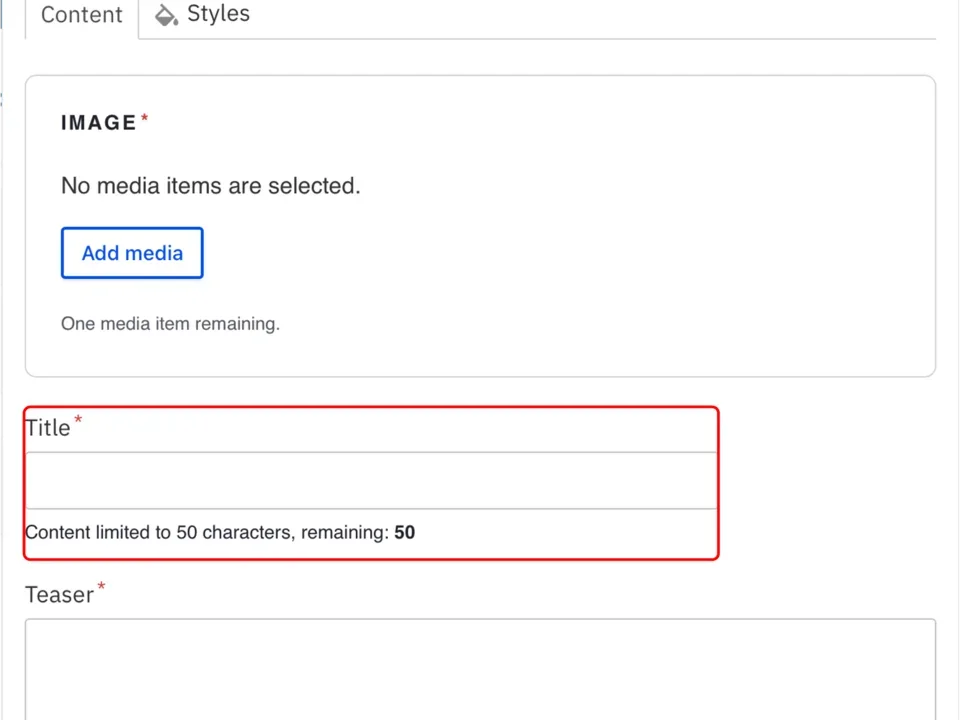 Example of the title field on a callout component 