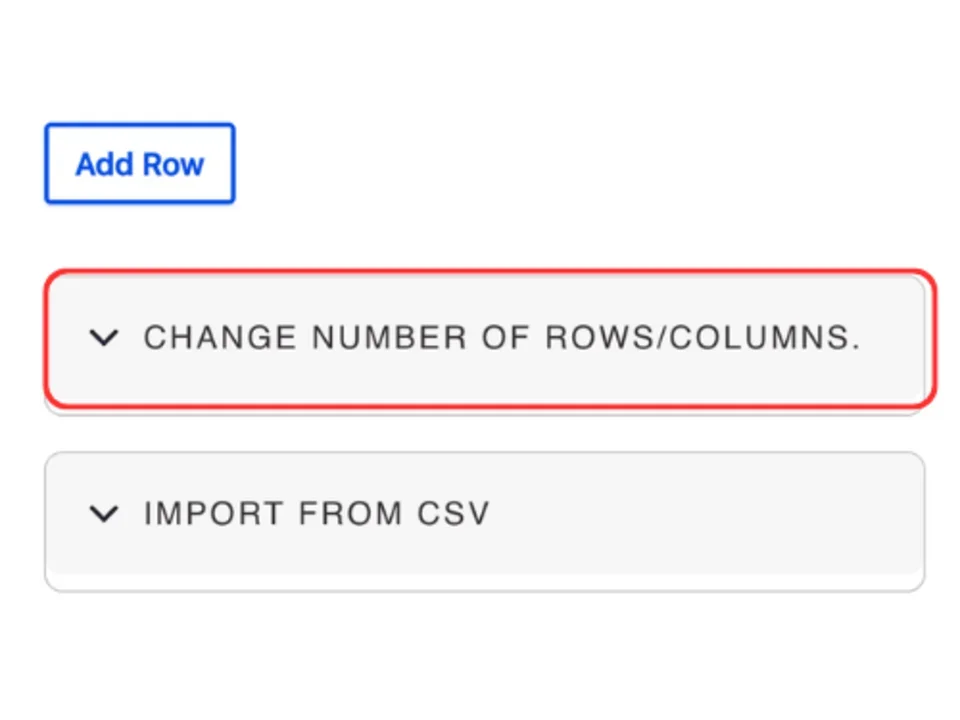 Collapsed change number of rows/columns