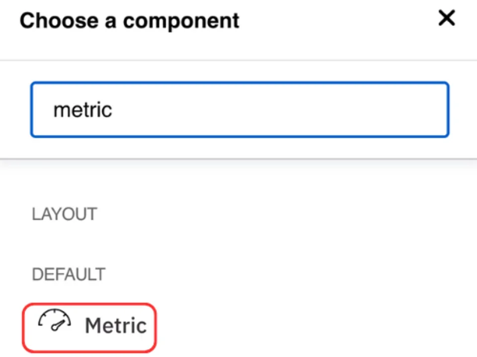 Choose a metric component