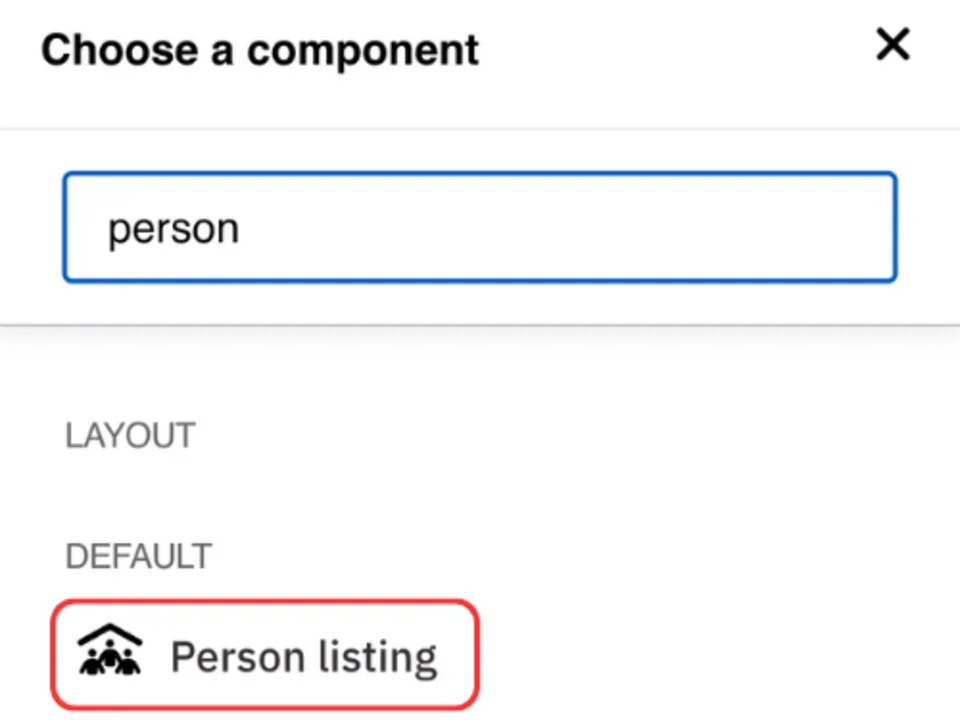 Choose a person listing from the menu