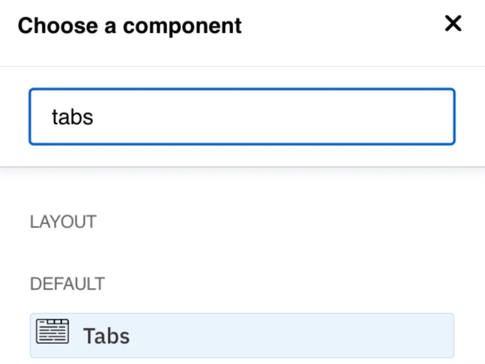 Choose tabs from menu