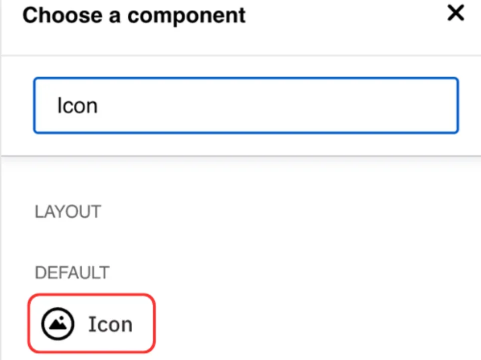 Choose an icon component from the menu