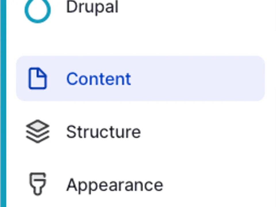 Example of the content menu selected