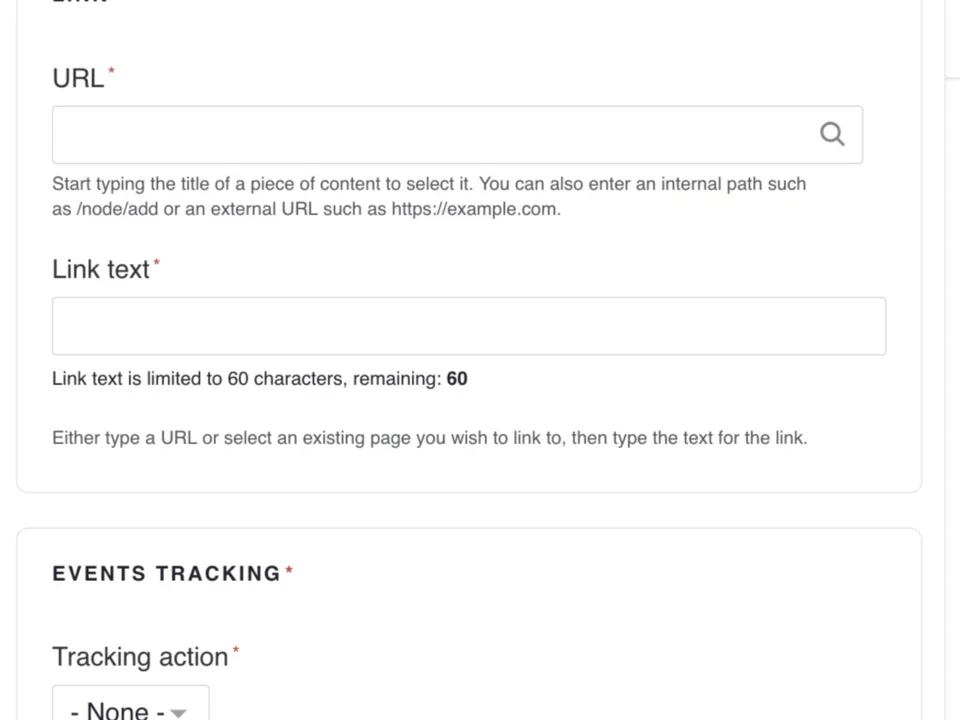 Example of the CTA Link fields